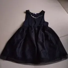 ブラック 黒 ノースリーブ ドット柄 ワンピース 120