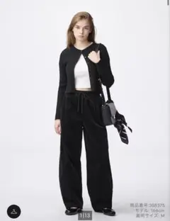 GU⭐︎コーデュロイバレルレッグパンツ黒