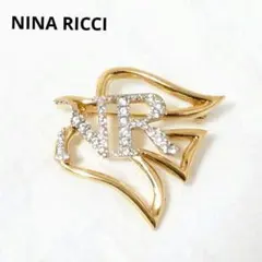 NINA RICCI　ブローチ　ロゴ　ハト　ゴールド　ヴィンテージ
