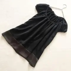 ザラ　ベーシック　ZARA ブラウス　チュニック　パイピング　透け感　光沢
