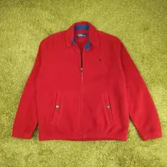 【レア】ラルフローレン　フリース　ブルゾン　レッド　ポニー　刺繍　M