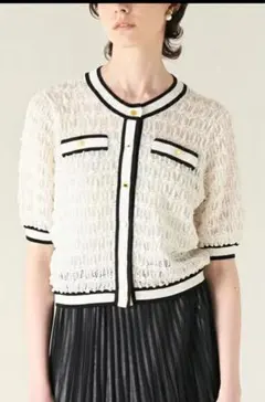 グレースコンチネンタル バイカラーシアーニットカーディガン