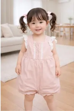 Cottoli ロンパース 80cm フリル リボン ピンク
