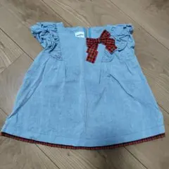 familiar デニムブルー フリル袖シャツ 90cm