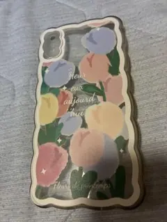 iPhone用ケース 花柄 ウェーブフレーム