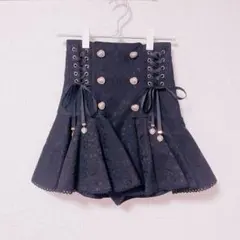 LIZLISA サイドレースアップ裾フリルスカパン