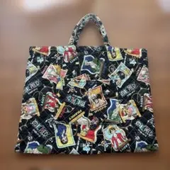 ワンピース キルティング手提げバッグ レッスンバッグ　ポケット付　37✖️31cm