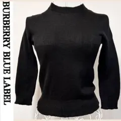 美品 バーバリー ブルーレーベル ニット 薄手 ブラック 無地 黒 アンゴラ M