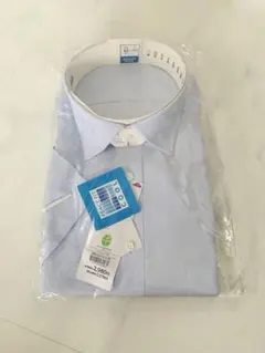 トップバリュ メンズ 形態安定 ドレスシャツ 半袖 XL ライトブルー 無地のサムネイル