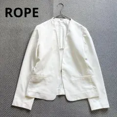 極美品 ROPE 洗える ノーカラージャケット フロントフック 春夏 シルキーのサムネイル