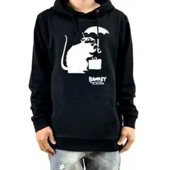 新品 バンクシー BANKSY 覆面アーティスト 東京 傘ネズミ パーカー