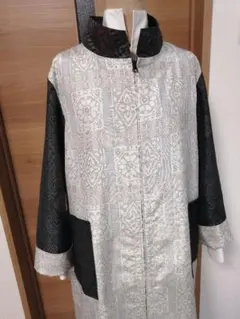 着物リメイク前オープンファスナーコート/大島紬、Lサイズ