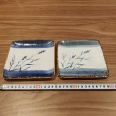 たち吉 レトロ 陶器 角皿 2枚セット 雅楽のサムネイル