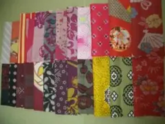 古布銘仙着物生地はぎれ24枚④　着物生地リメイクスカートスヌード小物作りに