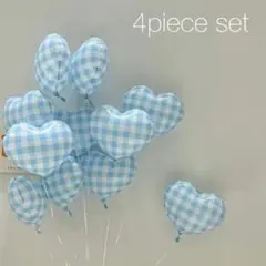 バルーン　ハートチェック柄 4点セット 誕生日　風船　ハーフバースデー ハートのサムネイル