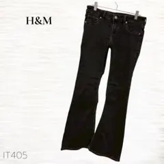 H&M/フレアデニムパンツ/Ｍ相当/ブラック/ブーツカット/ストレッチ/コットンのサムネイル
