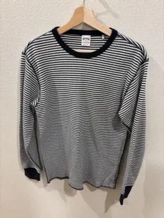 【状態優良◎】HOUSTON ブラック・ホワイト ストライプ ニット L