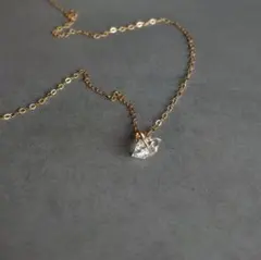 14kgf ハーキマーダイヤモンド スキンネックレス 華奢