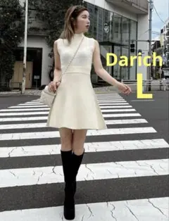 未使用Darich ダーリッチ ニットブロックチェックフレアミニワンピース L