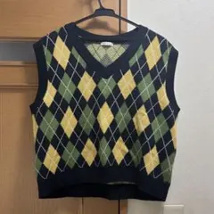 COLZA ニットベスト ハニーズ 緑 黄色 ネイビー セーター honeys