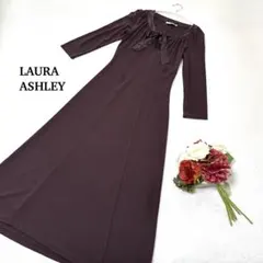 良品☆ ローラアシュレイ ロングワンピース ボウタイ リボン スリム