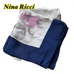 Nina Ricci ニナリッチ 大判ストール ネイビー×ライトベージュ 花柄