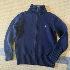 美品 ポロ ラルフローレン ジップアップ ニット ネイビー セーター 130