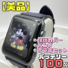 【美品】BT100％ 42mm アップルウォッチ 保護カバー＋バンド＋充電器