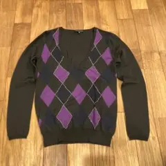 iCB アイシービー アーガイル柄ニット ダークブラウン