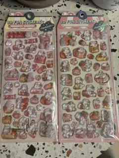 ボンボンドロップシール ② 2枚セット 3Dシール　立体シール　うさぎ　いちご