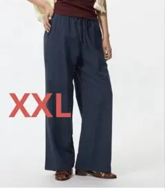 UNIQLOリネンブレンドイージーパンツ　ネイビーXXLのサムネイル