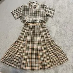 DAKS ダックス　半袖ブラウス　スカート　セットアップ上下　リネン麻混