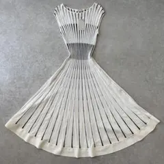 EPOCA 新品タグ付き エポカ ノースリーブニットワンピース 白 ストライプ