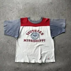 70s チャンピオン フットボールtシャツ USA製 XL相当 南ミシシッピ