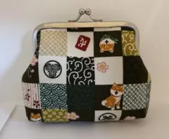 がま口小銭入れ　大（柴犬、唐草模様、市松、青海波、桜）
