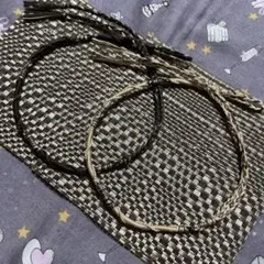 足首用ミサンガ（アンクレット）ベージュ焦げ茶①