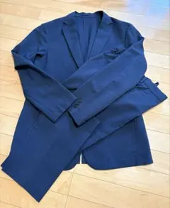 メンズ スーツ セットアップ 春夏用 薄手 ビジネス 正装 Lサイズ ネイビー