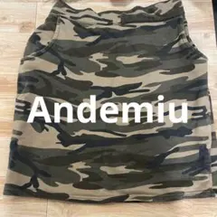 Andemiu 迷彩柄 ゴムウエスト タイトスカート