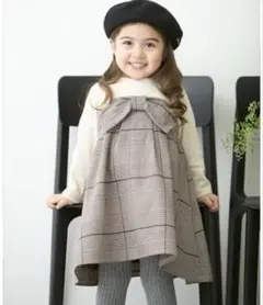 プティマイン　petie main チェックリボンワンピース　80サイズ