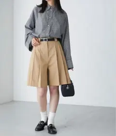 BONLECILL チノプリーツキュロットパンツ