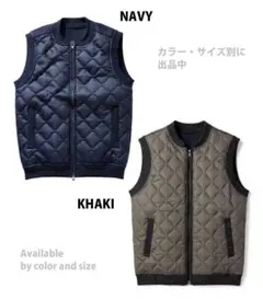 新品■某有名メーカーアウトレット切り替えキルティングベスト ネイビー/LL