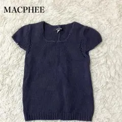 MACPHEE 半袖ニットトップス　スクエアネック　麻混　カジュアル　着回し