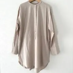 apart by lowrysグリンフィルロングシャツ　バンドカラー　ベージュF