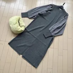 新品タグ付き☆YAMADAYAパフスリーブリブニットワンピース♡定価１９０００円