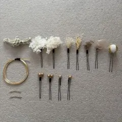 和装髪飾りセット ホワイト ゴールド