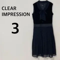 CLEAR IMPRESSIONドット柄ノースリーブワンピース 【L】ベルベット