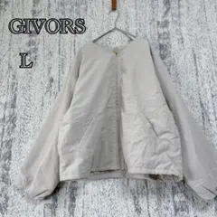 【GIVORS】グレージュ Lサイズ ジャンパー・ブルゾン レディースa4016