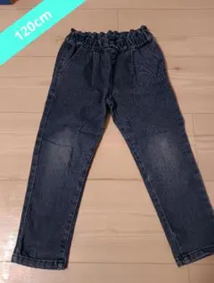 120cm 女の子 ウエストリボン付きデニムパンツ