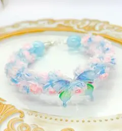 ブレスレット 天然石風 ガラスビーズ 花パーツ 豪華 キラキラ レディース ⑪
