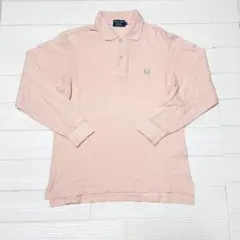 フレッドペリー 長袖 ポロシャツ M ピンク 刺繍ロゴ FRED PERRY